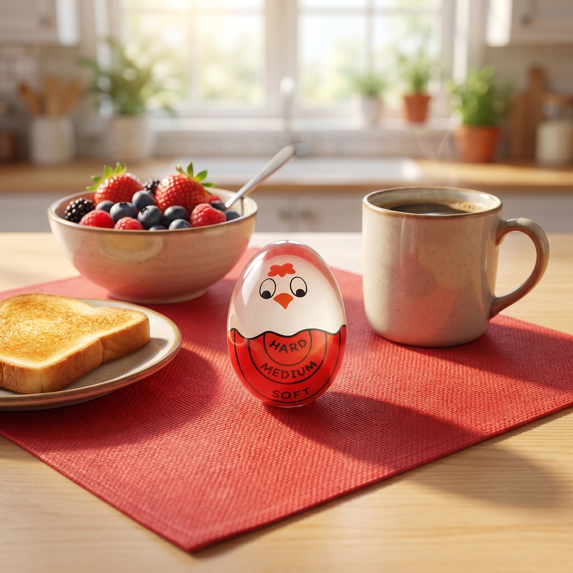 Unique Bargains Egg Timer with Color Changing Indicator for Perfect Boiled Eggs Red