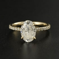 solitaire jewels 2.5CT Oval Moissanite Hidden Halo Engagement Ring For Women, 14K Yellow Gold