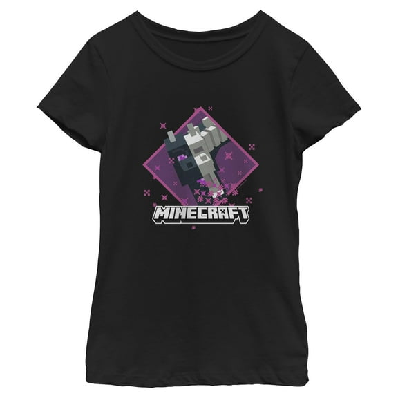Girls Minecraft Ender Dragon Skeleton Purple Badge T Shirt