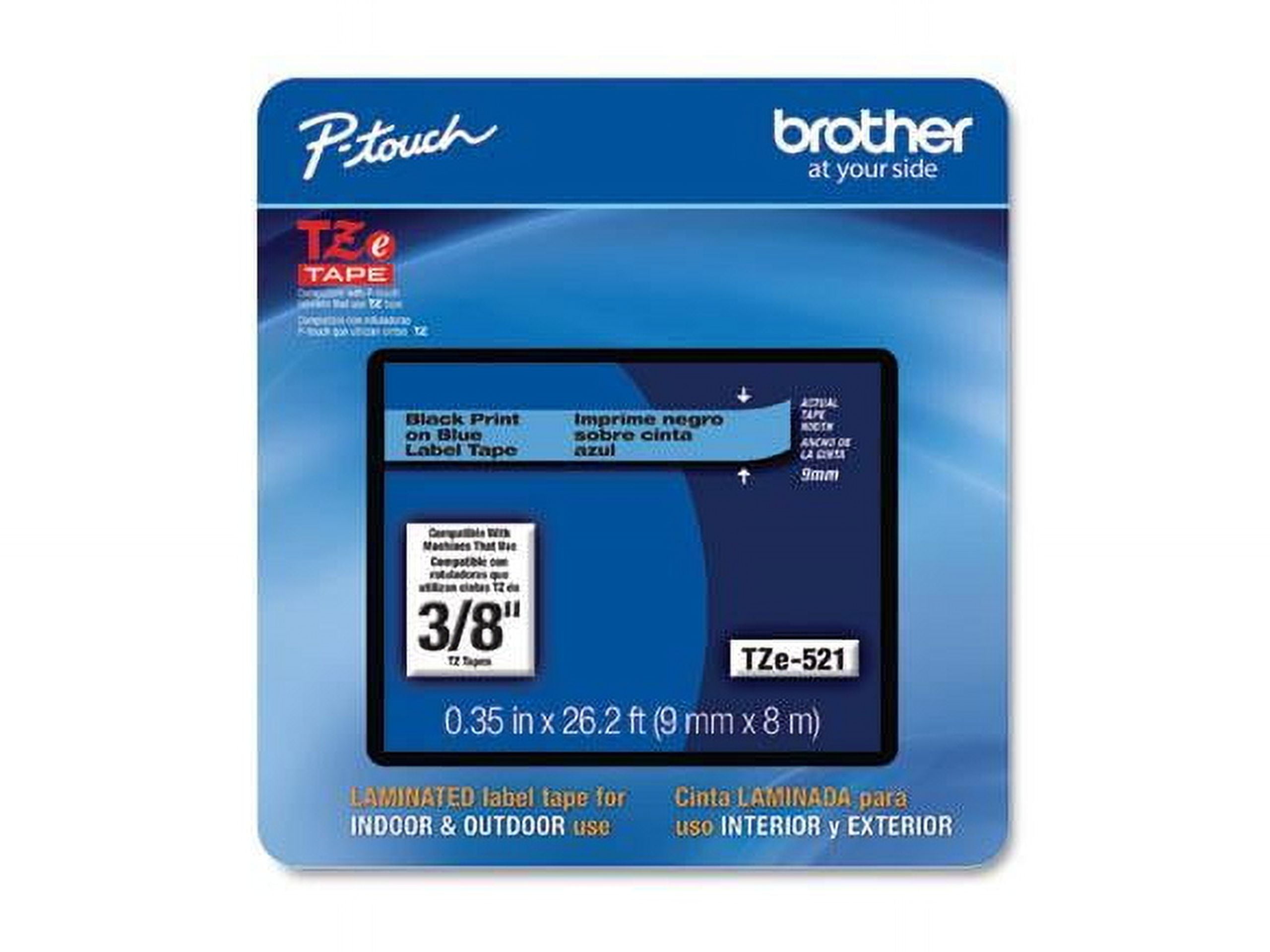 (4 pack) Brother P-Touch TZe Laminated Removable Label Tapes, 0.35" x 26.2 Feet, Black on Blue