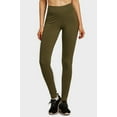 thumbnail image 3 of Sofra Women & Plus Cotton High Waist Full Length Cotton Workout Leggings (Burgundy/Olive, M), 3 of 4