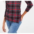 thumbnail image 3 of Tommy Hilfiger Womens Striped Collar Plaid Pullover Top, 3 of 3