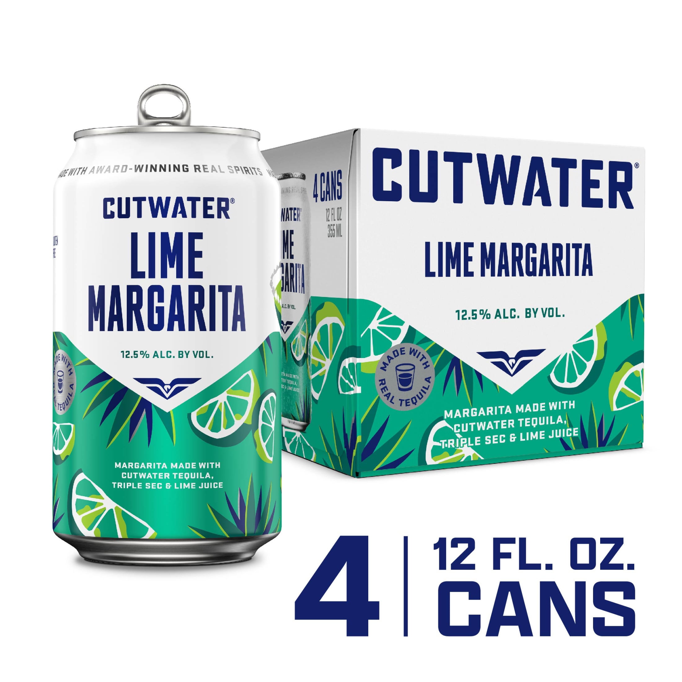 Cutwater Spirits Tequila Lime Margarita, 4 pack 12 fl. oz. Aluminum Cans, 12.5% ABV