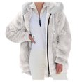 thumbnail image 1 of Gibobby Chamarra de invierno para mujer, Chaqueta de Forro Polar borroso de Invierno para Mujer con Capucha y Bloques de Color con Cremallera y Bolsillos(Blanco,M), 1 of 5