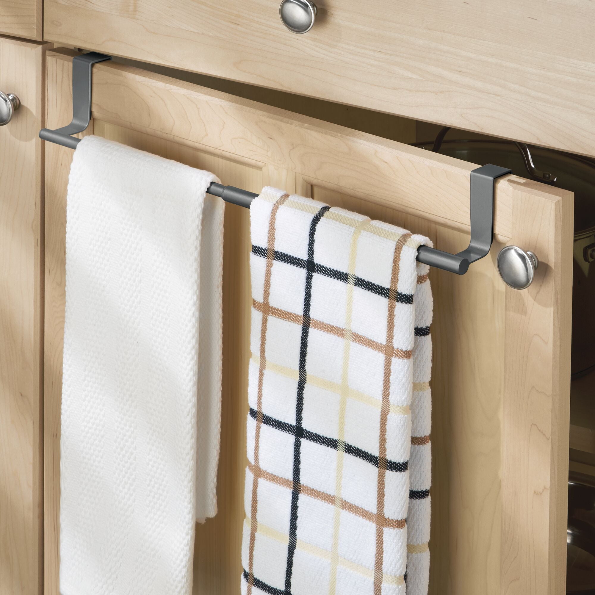 Stainless Steel Kitchen Towel Holder - Expandable Double Rack For Over Cabinet  Towels - Universal Fit For Inside Or Outside Cupboard Doors - Temu