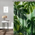 thumbnail image 2 of Orinice Tropical plant shower curtain set, green jungle rainforest Hawaiian monstera palm leaf banana leaf plant nature landscape bathroom shower curtain with 12 hooks 60x72, 2 of 7