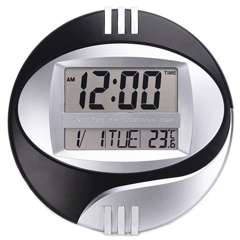 Temperature Display Digital Wall Electronic Clock LCD Moderne Calendar LED  Bracket Watch Mute Of Home Office Decoration Black - Walmart.com