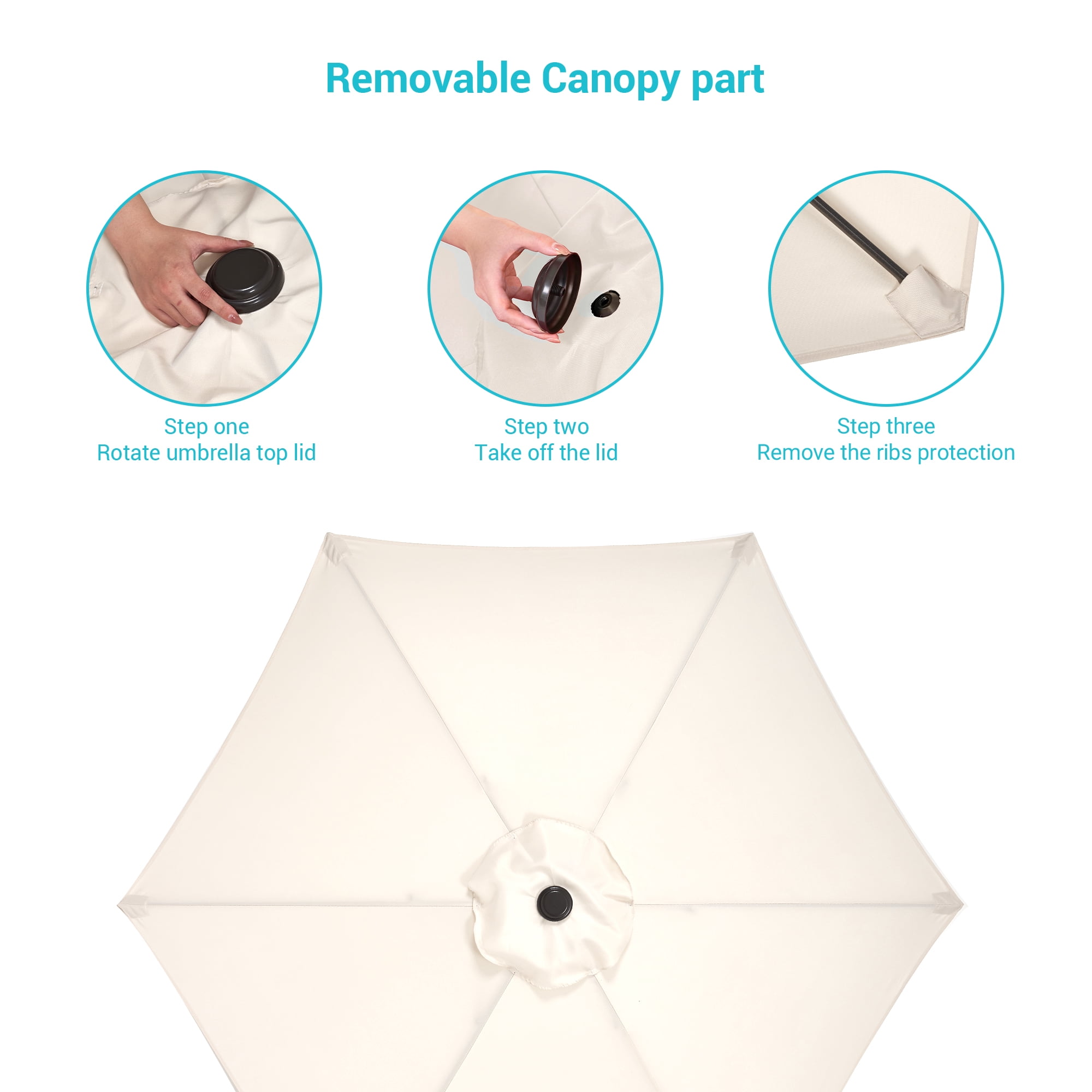 CHYVARY 7.5 FT Patio Outdoor Shade Table Market Umbrella with Tilt Button for Deck, Garden and Pool, Beige
