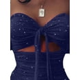 thumbnail image 3 of DYMADE Women Plus Size Long Sleeve Shiny Bra Hollow Sexy Dress, 3 of 4
