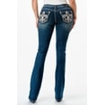 thumbnail image 3 of Grace In LA Women's Fleur De Lis Rhinestone Embellished Bootcut Stretch Jeans (32, Blue Stonewashed), 3 of 3