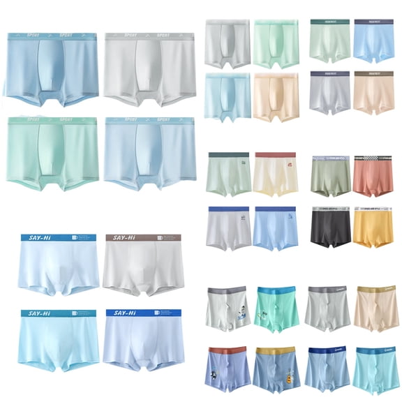 VeFlora 4pcs Boys Ice-Silk Underwear Box Briefs, Performance Stretch Mesh Boxer Briefs for Middle & High School, Antibacterial Breathable Boxer Brief Underwear Set(Sky Blue1/15-16 Years)