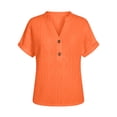 thumbnail image 6 of PIWHJQK Women Casual Short Sleeve T Shirt Blouses Women V-neck Solid Tee Top Casual Button Summer Fashion Style Summer Outfits, 6 of 6