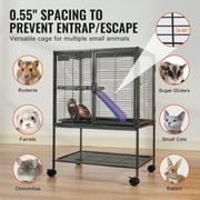 KFFKFF 34 Metal Mobile Ferret Home, Spacious Double-Deck Habitat, Includes Ramps & Tray, Simple Assembly, Ideal for Rats, Hamsters, Guinea Pigs, Chinchillas, Squirrels, Hedgehogs, Bunnies