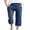 Blue, variant on Womens Capris Trousers Cotton Linen Pants Drawsting Elastic Waist Straight Leg Loose Cropped Pants with Pockets
