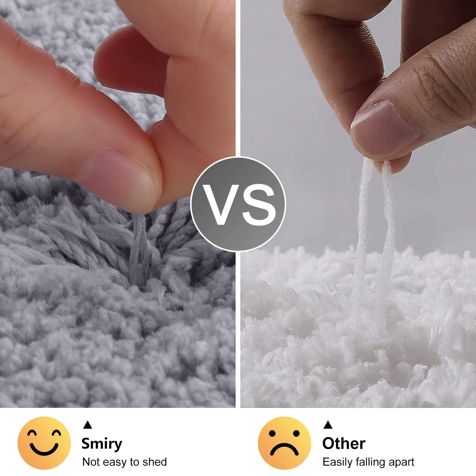Smiry Luxury Microfiber Bathroom Rug Mat 24"x47" Soft Absorbent Bath Rug Non-Slip Plush Shaggy Bath Carpet,Grey