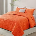 thumbnail image 4 of Whale Flotilla 2-Piece Twin Quilt Set, Soft Embossed Bedding Set, Lightweight Bedspread Coverlet with Damask Vintage Pattern, Reversible Bed Cover for All Seasons, Burnt Orange, 4 of 7