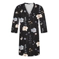 thumbnail image 4 of YDKZYMD Dresses for Older Women Summer Floral Casual Mini Sundress Button Up V Neck Bell Swing Dress Loose 3/4 Sleeve Flowy T-Shirt Dress Black S, 4 of 5