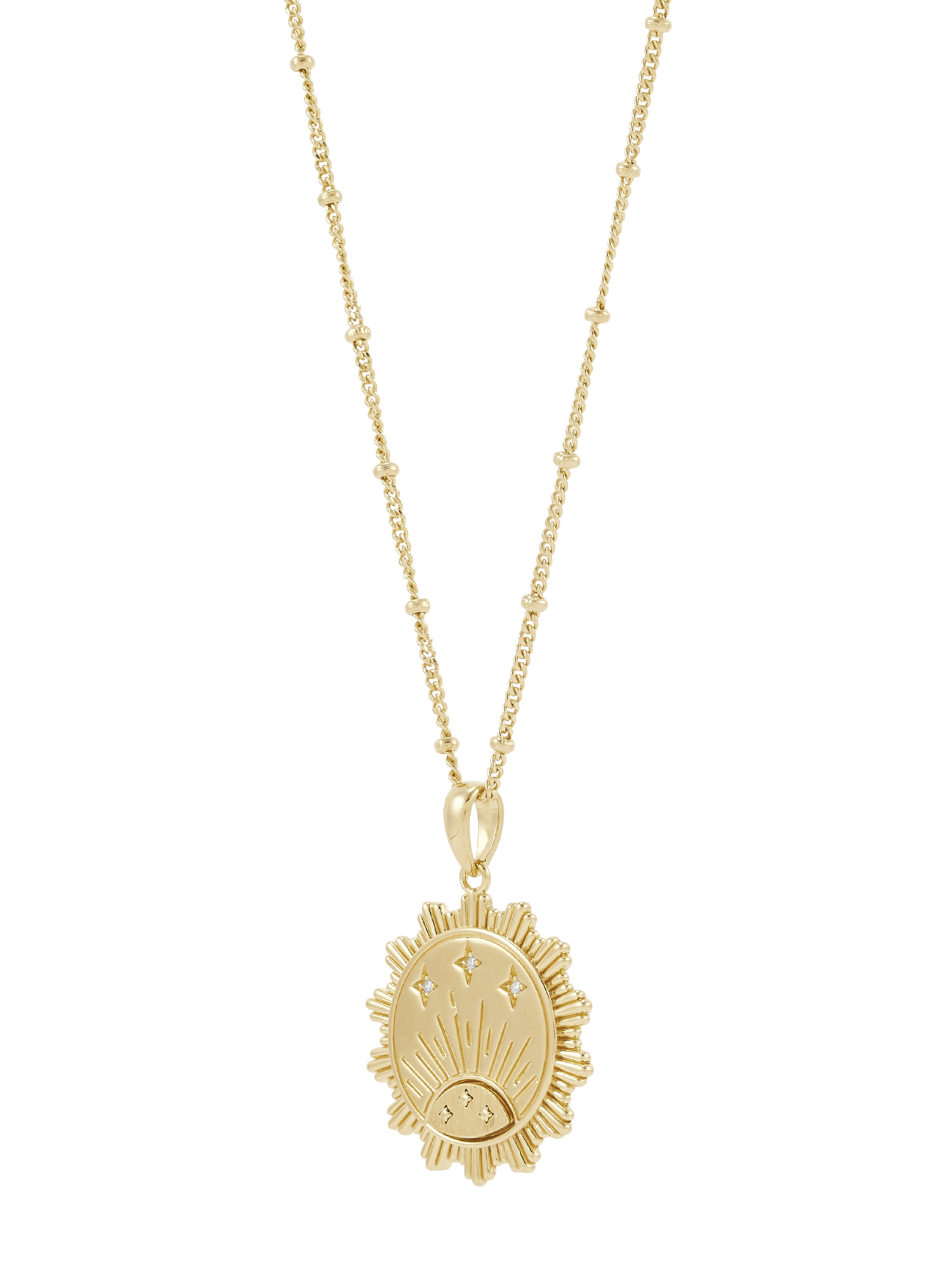 Brilliance Fine Jewelry Cubic Zirconia Sunrise Disk Pendant in Sterling Silver and 14KT Gold Plate
