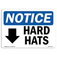 thumbnail image 1 of SignMission OS-NS-A-1218-L-13274 12 x 18 Po Panneau de Signalisation OSHA - Chapeaux Durs avec Flèche vers le Bas, 1 of 1
