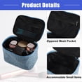 thumbnail image 5 of Vocoste Large Makeup Bag Cosmetic Travel Bag Case Woolen Makeup Bag Organizer for Women Plaid Pattern Blue, 5 of 6