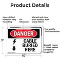 thumbnail image 2 of (2 Pack) Cable Buried Here OSHA Danger Sign 10 Inch X 7 Inch Indoor / Outdoor Rust-Free Aluminum Metal Signs for Workplace, Workshop, and Construction Site, Made in the USA, 2 of 8