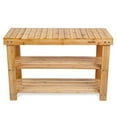 thumbnail image 1 of New Ridge Home Goods HX-71451 Natural Bamboo Shoe Bench Boot Organizing Rack, Entryway Seat with Storage Shelf & Hallway Furniture, 1 of 1