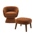 thumbnail image 5 of Newest Swivel Lounge Chair with Ottoman, 360° Rotating Modern Accent Chair Set, Compact for Small Space & Corner,Orange, 5 of 6
