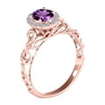 thumbnail image 3 of AoneJewelry 1.35 Carat 10K Amethyst Diamond Ring In Solid Rose, White & Yellow Gold, 3 of 4