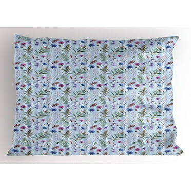 Ambesonne Thistle Pillow Sham, Spring Floral Motifs, 26" X 20", Multicolor