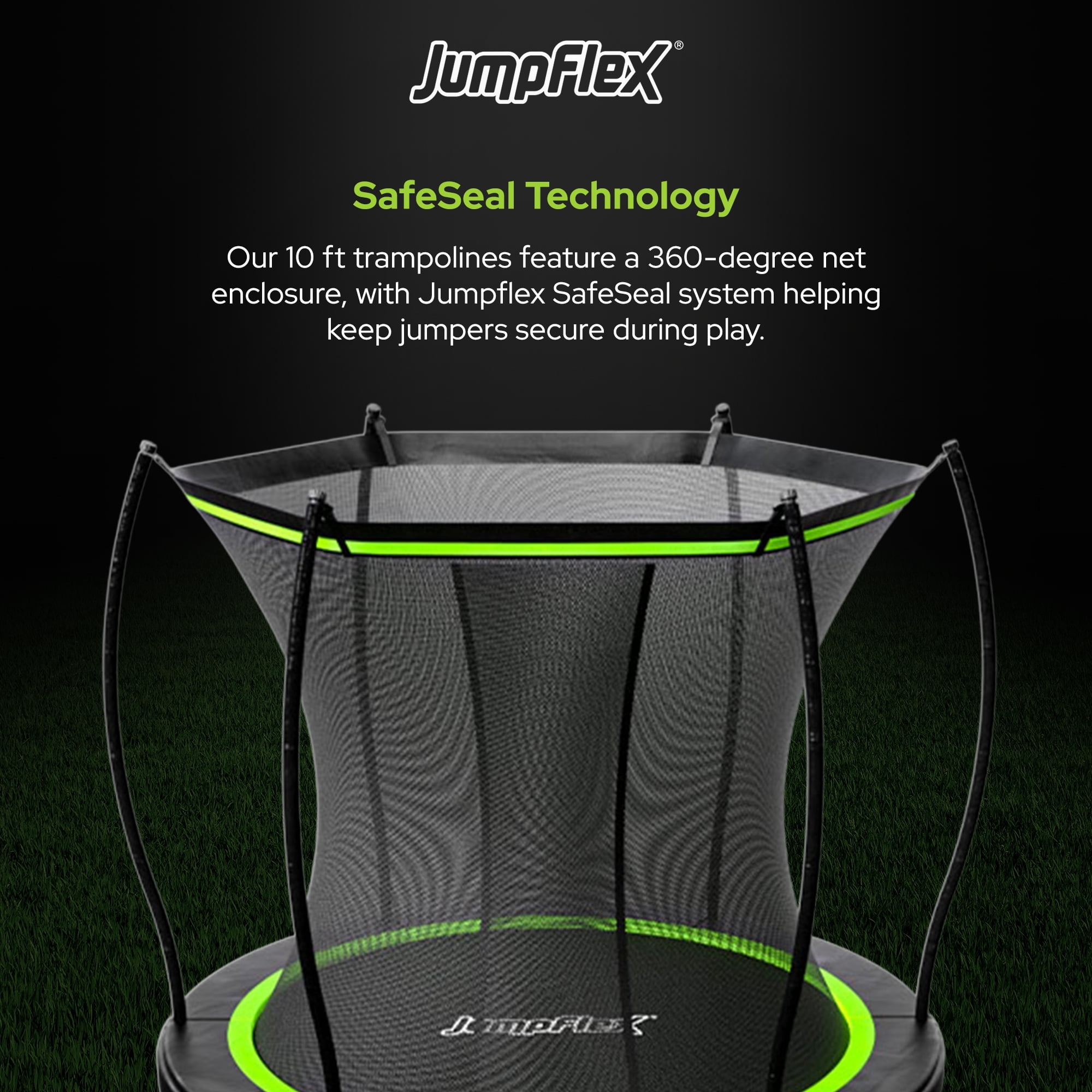 Jumpflex FLEX 8' Round Trampoline, Outdoor Play Equipment with PROJAM Basketball Hoop
