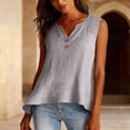 thumbnail image 5 of Hollow Out Embroidered Boho Shirts for Women Cotton Linen Tank Tops Sleeveless V Neck Loose Beach Vacation Tops, Camel M, 5 of 6
