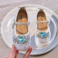 thumbnail image 6 of Gpaecead Girls Heart Rhinestone Sparkle Princess Shoes Faux Leather Anti Slip Sole Party Performance Dress Flats,B-White, 6 of 8