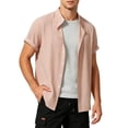 thumbnail image 3 of Bxsruta Men's Summer Casual Short Sleeve Button Front Shirt Lightweight Breathable Polyester Spandex, 3 of 7
