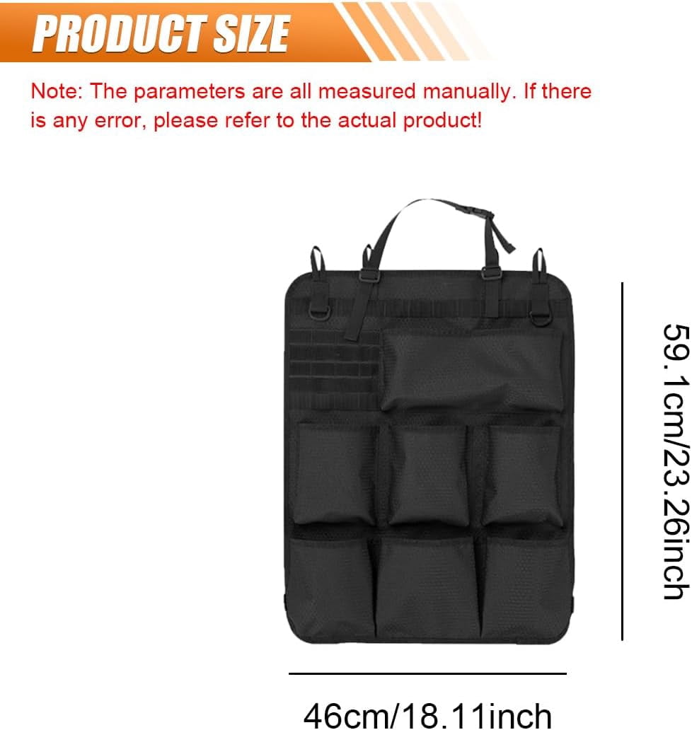 Car Backseat Organizer Waterproof Oxford Automotive Seat Back Protector with 8 Pockets Hanging Vehicle Behind Storage Bag Universal Travel Accessories for RV SUV Truck(Black)