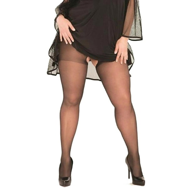 Womens Sexy Plus Size Black Crotchless Pantyhose Hosiery Tights- size 16-20 - Walmart.com