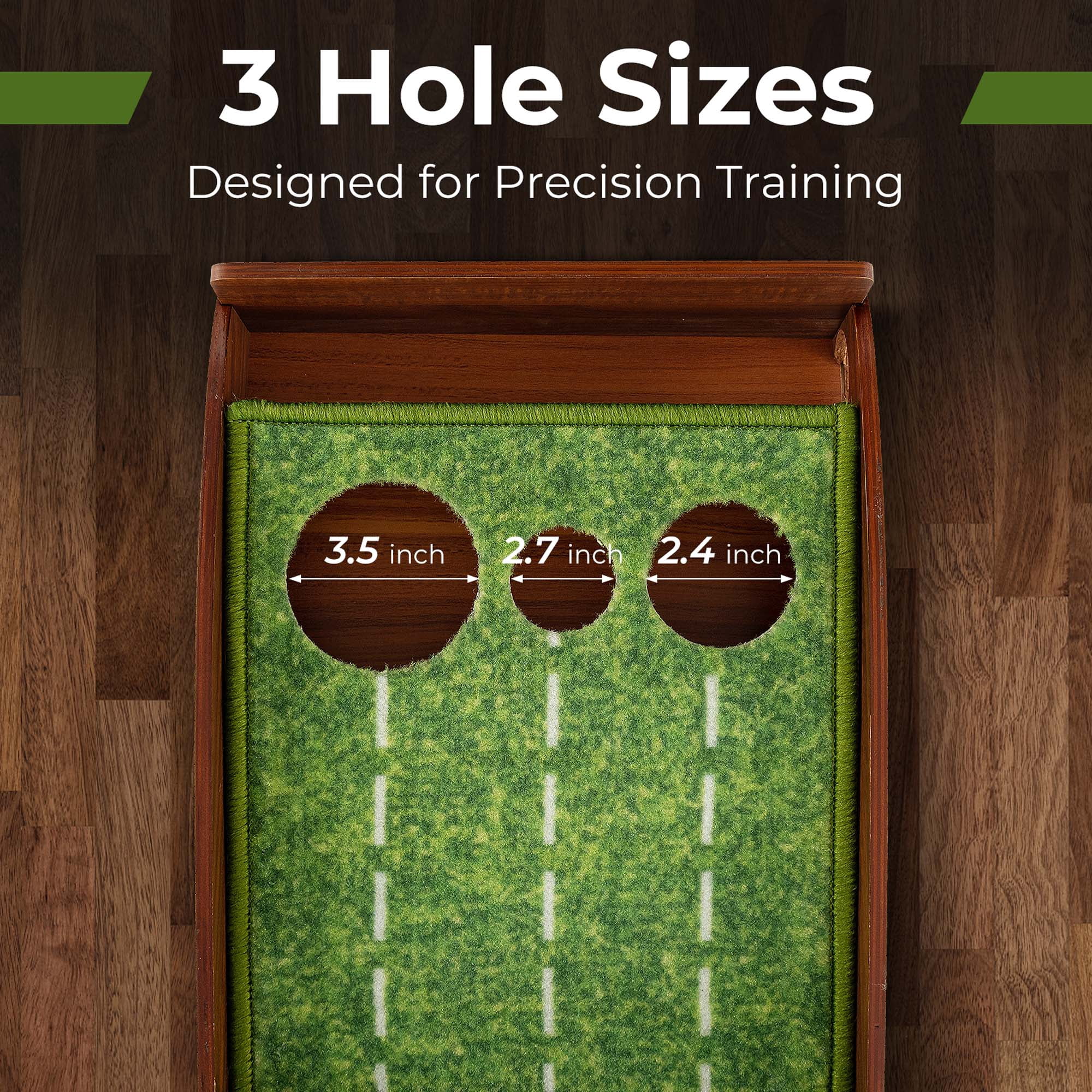 Costway Putting Green Practice Golf Putting Mat with Auto Ball Return and 3 Hole Sizes