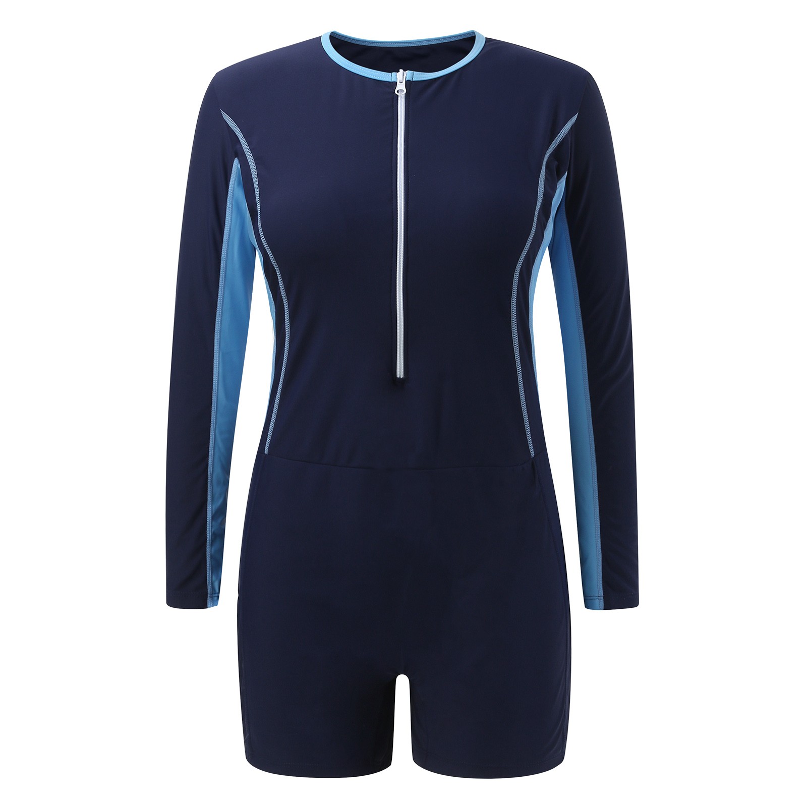 Booker Women Color Block Long Sleeve Swimsuit Boyshort Rashguard