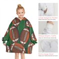 thumbnail image 6 of Football on Field Pattern Blanket Hoodies for Kids 6-13YR Oversize Wearable Blanket Hoodies for Boys Girls Teens, 6 of 7
