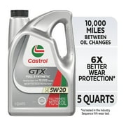 Castrol GTX Full Synthetic 5W-20 Motor Oil, 5 Quarts