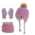thumbnail image 4 of PuSpu 4-10 Years Old Boys And Girls Winter Outdoor Plus Velvet Warm Girls and Boys's Ear Protection Knitted Wool Hat Neck Glove Three-piece Set, 4 of 6
