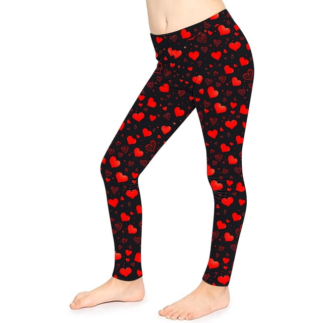Odeerbi 3-8 Años Niñas Leggings Día de San Valentín Mallas Elásticas Pantalones de Verano Cintura Alta Panty Suave
