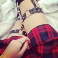 thumbnail image 2 of Women Star Heart Garters Belts Rivets Gothic Punk Leather Garter Leg #5 Black, 2 of 8