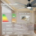 thumbnail image 2 of VAGIZM Ventilateur de Plafond 52 Pouces avec Lumière - Ventilateur de Plafond à 5 Pales pour Salon et Chambre - Débit d'Air Max 5000 CFM - Moteur CC Silencieux - à Intensité Réglable - Fonction Réversible - Noir, 2 of 8