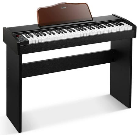 Eastar 61-Key Wooden Digital Piano Keyboard, Black