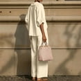thumbnail image 6 of UDAUDU 2 Piece Outfit for Womens Linen Casual Collar Blouse And Wide Leg Pants Daily Wear for Women Beige XL, 6 of 6