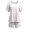 thumbnail image 3 of Elara Women's Cotton Linen 2 Piece Outfits, Casual Short Sleeve Tops and Shorts Set, Loose Loungewear for Summer Daily Wear Vacation, 3 of 3