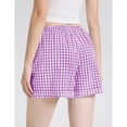 thumbnail image 5 of Womens Gingham Shorts Elastic Waist Casual Beach Shorts with Pockets Summer Beach Vacation Bottoms Purple XXL, 5 of 6