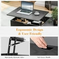 thumbnail image 7 of Lift Top Coffee Table with Hidden Compartment and Storage Shelf - Modern Wooden Center Table for Living Room, Small Rising Dining Table, Black, 7 of 7