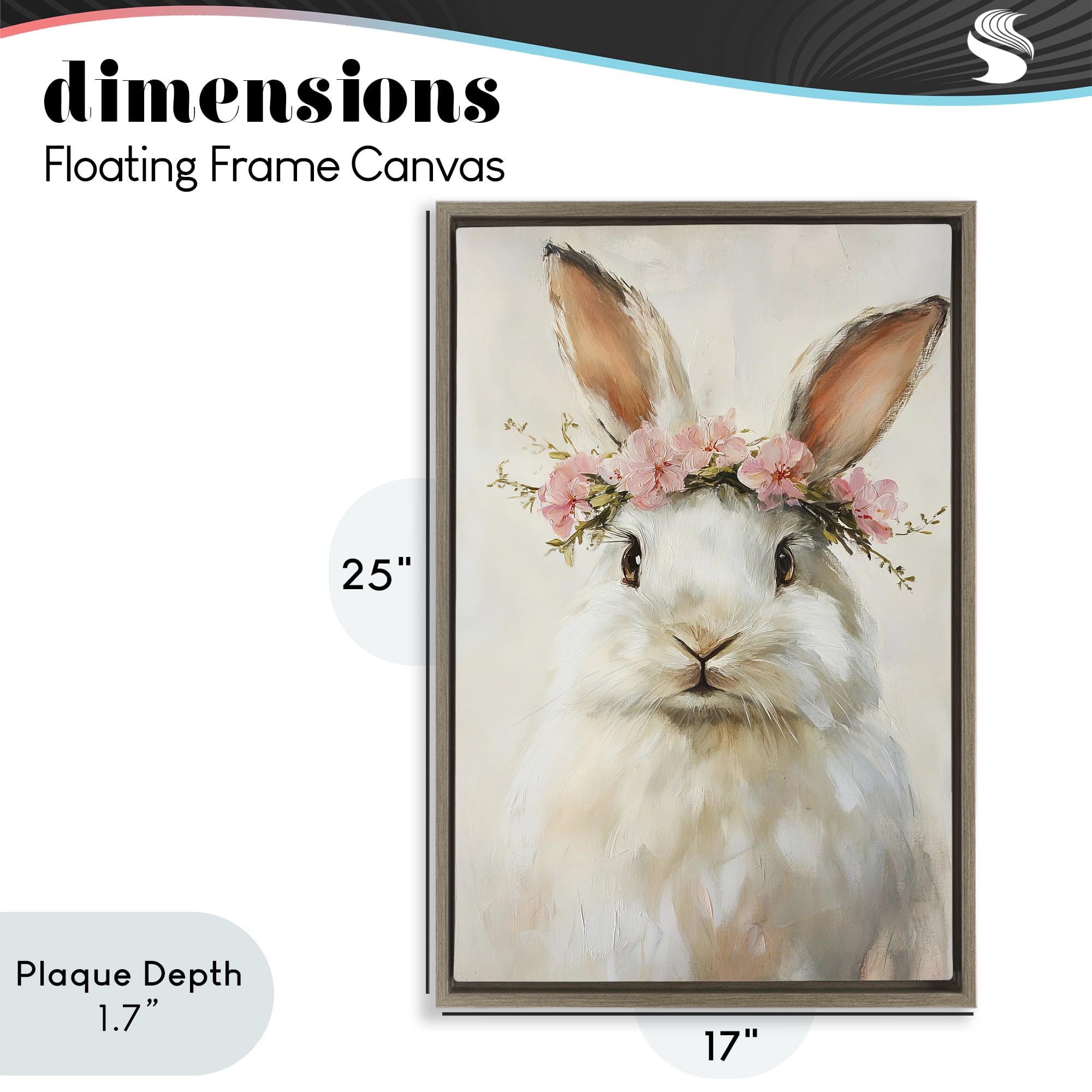 Stupell Industries Bunnykins with Pink Crown Brown Framed Floater Canvas Wall Art, design by Tina LeCour