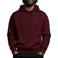 thumbnail image 3 of Sorvello Men's Hooded Pullover Sweatshirt Fleece Lined Long Sleeve Loose Fit Vintage Warm Casual Fall Winter Running Top With Pocket Wine M, 3 of 10